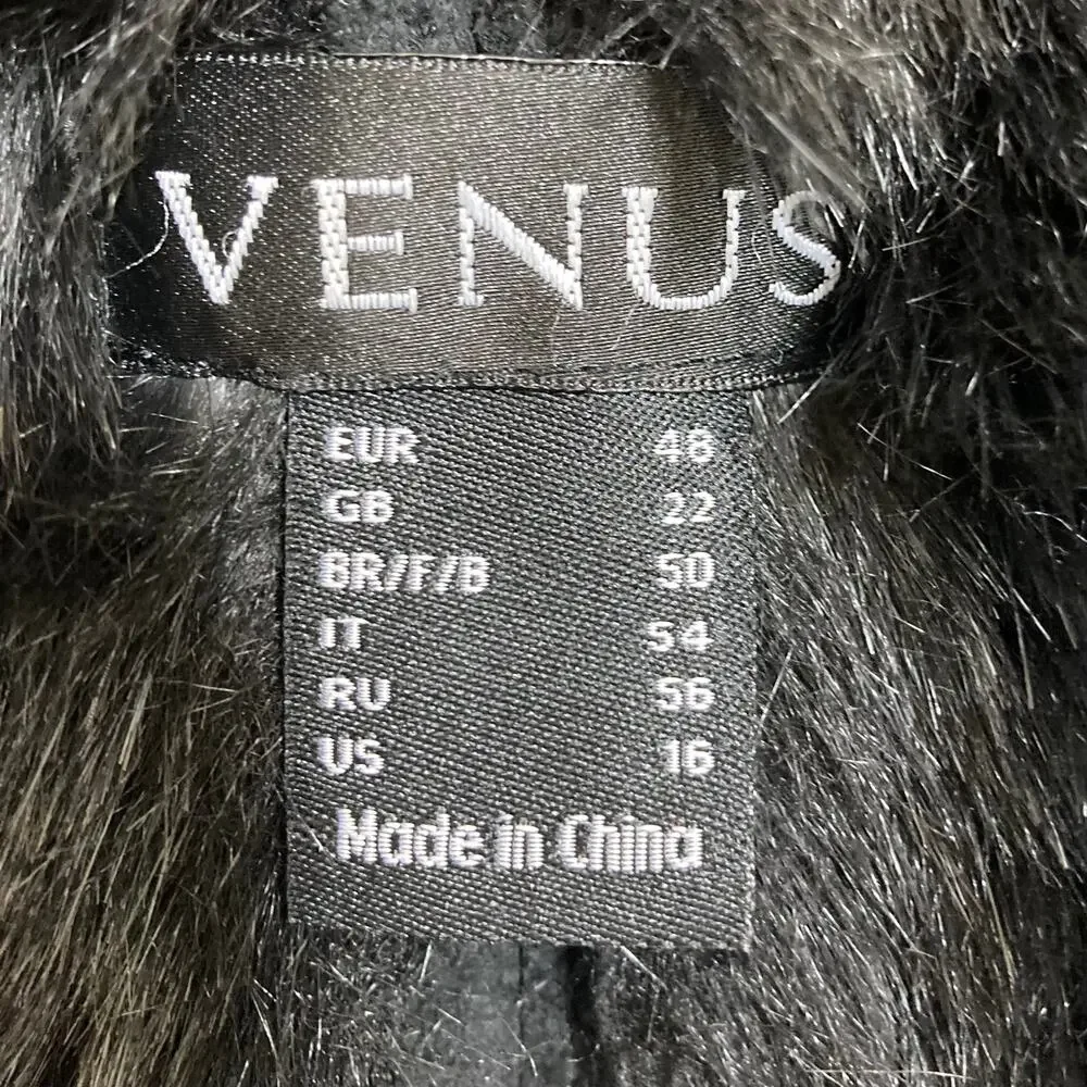 Faux leather fur moto jacket by Venus ladies plus size 16 black vegan suede coat - Picture 8 of 10